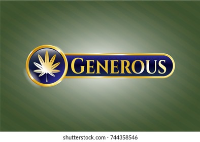  Shiny badge with marijuana leaf, weed icon and Generous text inside