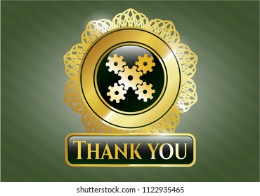  Shiny badge with mechanism icon and Thank you text inside