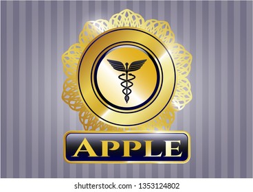  Shiny badge with medicine icon and Apple text inside