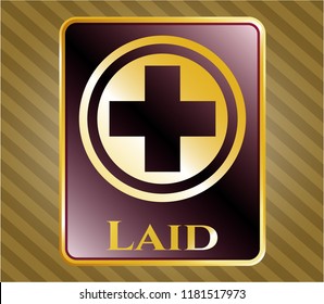  Shiny badge with medicine icon and Laid text inside