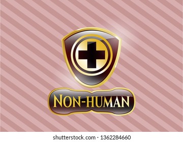  Shiny badge with medicine icon and Non-human text inside