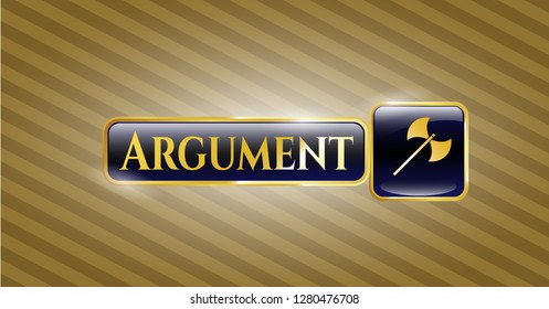  Shiny badge with medieval axe icon and Argument text inside