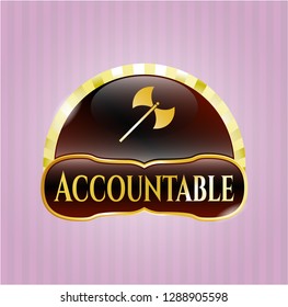  Shiny badge with medieval axe icon and Accountable text inside