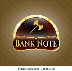  Shiny badge with medieval axe icon and Bank Note text inside