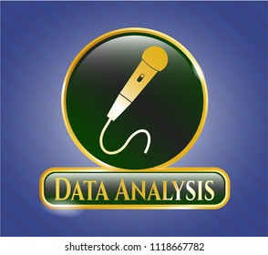  Shiny badge with microphone icon and Data Analysis text inside