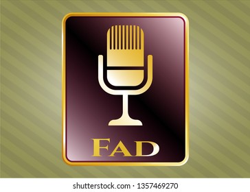  Shiny badge with microphone icon and Fad text inside