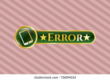  Shiny badge with mobile phone icon and Error text inside
