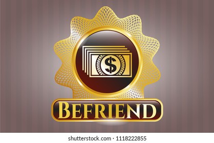  Shiny badge with money icon and Befriend text inside