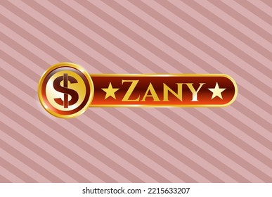 Shiny badge with money icon and Zany text inside