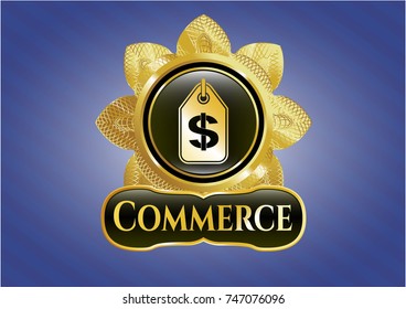  Shiny badge with money tag icon and Commerce text inside