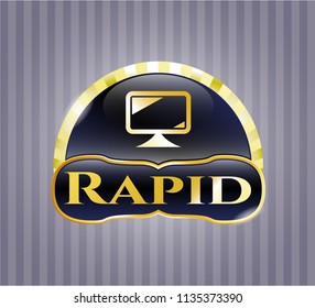  Shiny badge with monitor icon and Rapid text inside