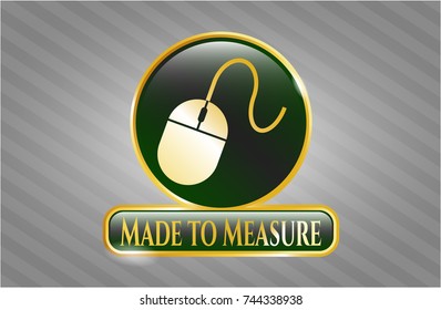  Shiny badge with mouse icon and Made to Measure text inside