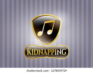  Shiny Badge With Musical Note Icon And Kidnapping Text Inside