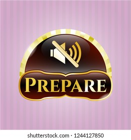  Shiny badge with mute icon and Prepare text inside