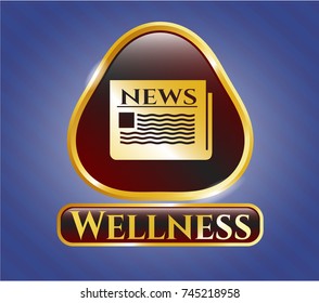  Shiny badge with newspaper icon and Wellness text inside