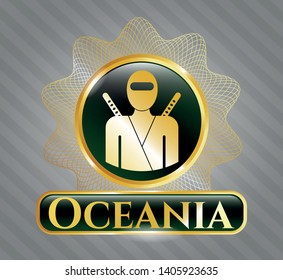  Shiny badge with ninja icon and Oceania text inside