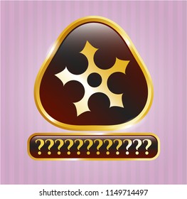  Shiny badge with ninja star icon and Question Mark text inside