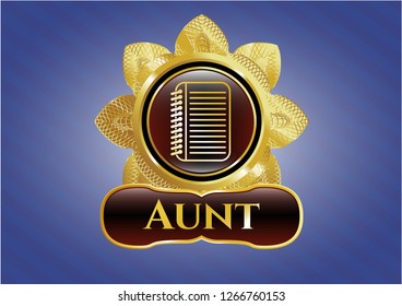  Shiny badge with note book icon and Aunt text inside