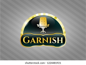  Shiny badge with office chair icon and Garnish text inside