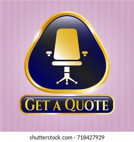  Shiny badge with office chair icon and Get a Quote text inside