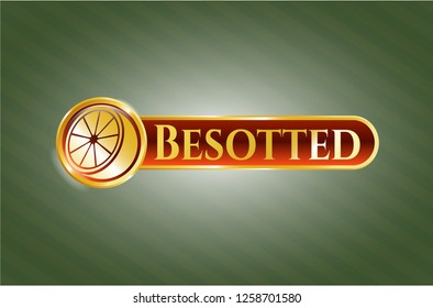  Shiny badge with orange icon and Besotted text inside