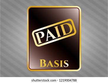  Shiny badge with paid icon and Basis text inside