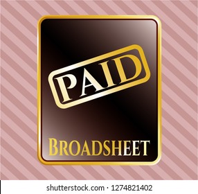  Shiny badge with paid icon and Broadsheet text inside