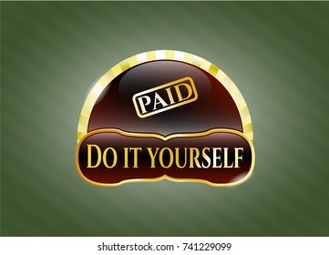  Shiny badge with paid icon and Do it yourself text inside