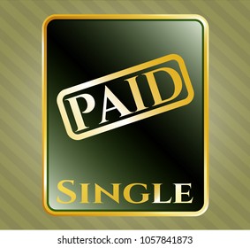  Shiny badge with paid icon and Single text inside