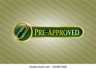  Shiny badge with paper clip icon and Pre-Approved text inside