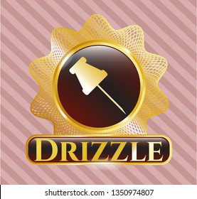  Shiny badge with paper pin icon and Drizzle text inside