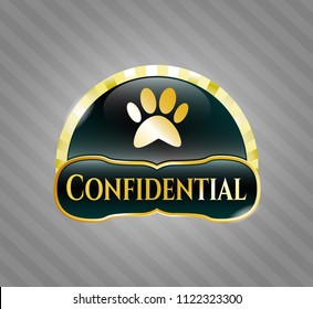  Shiny badge with paw icon and Confidential text inside