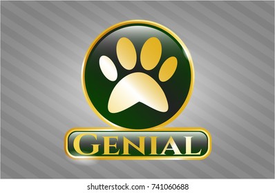  Shiny badge with paw icon and Genial text inside