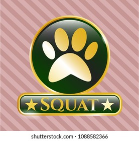  Shiny badge with paw icon and Squat text inside