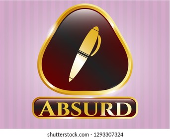  Shiny badge with pen icon and Absurd text inside