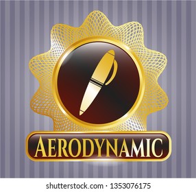  Shiny badge with pen icon and Aerodynamic text inside