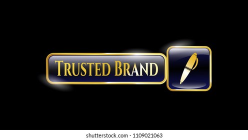  Shiny badge with pen icon and Trusted Brand text inside