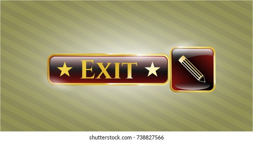  Shiny badge with pencil icon and Exit text inside