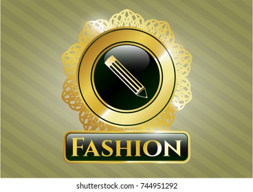  Shiny badge with pencil icon and Fashion text inside