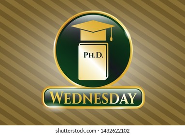  Shiny badge with Phd thesis icon and Wednesday text inside