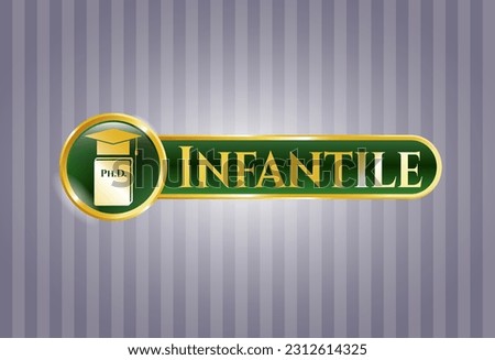 Shiny badge with Phd thesis icon and Infantile text inside