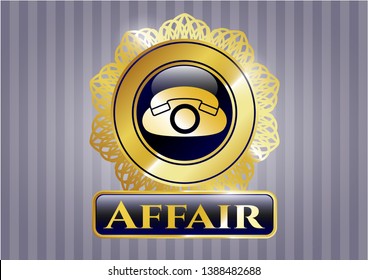  Shiny badge with phone icon and Affair text inside