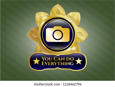  Shiny badge with photo camera icon and You Can do Everything text inside