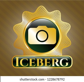  Shiny badge with photo camera icon and Iceberg text inside