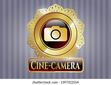  Shiny badge with photo camera icon and Cine-camera text inside