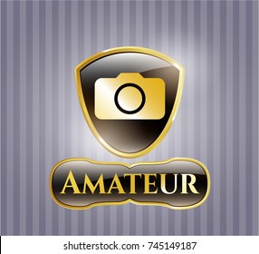  Shiny badge with photo camera icon and Amateur text inside