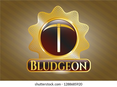  Shiny badge with pickaxe icon and Bludgeon text inside