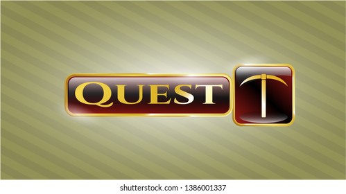  Shiny badge with pickaxe icon and Quest text inside