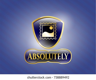  Shiny badge with picture icon and Absolutely text inside