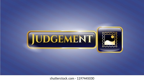  Shiny badge with picture icon and Judgement text inside